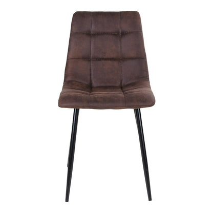 House Nordic ApS - Middelfart Eetkamerstoel - Bruin, microvezel, zwarte metalen poten - Set van 2 - Deco Delights