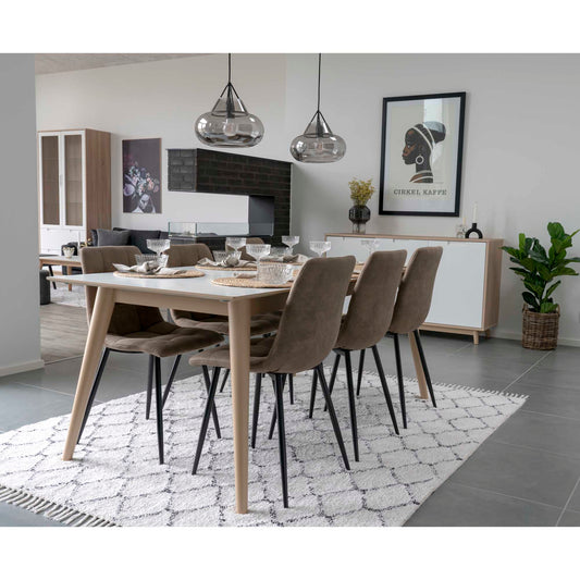 House Nordic ApS - Middelfart Eetkamerstoel Microvezel Lichtbruin - Deco Delights Eetkamerstoel