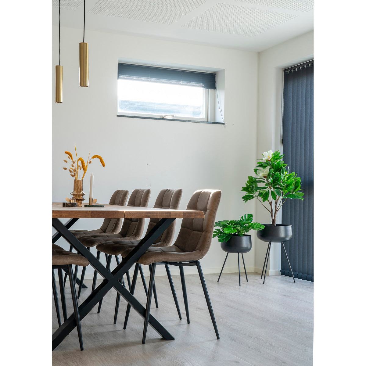 House Nordic ApS - Middelfart Eetkamerstoel Microvezel Lichtbruin - Deco Delights Eetkamerstoel