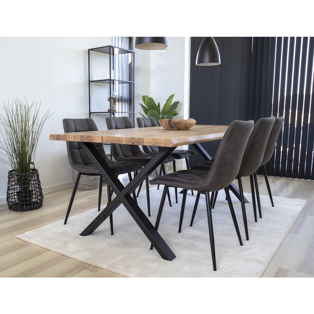 House Nordic ApS - Middelfart Eetkamerstoel - Microvezel, Staal, Grijs - Set van 2 - Deco Delights