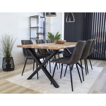 House Nordic ApS - Middelfart Eetkamerstoel - Microvezel, Staal, Grijs - Set van 2 - Deco Delights