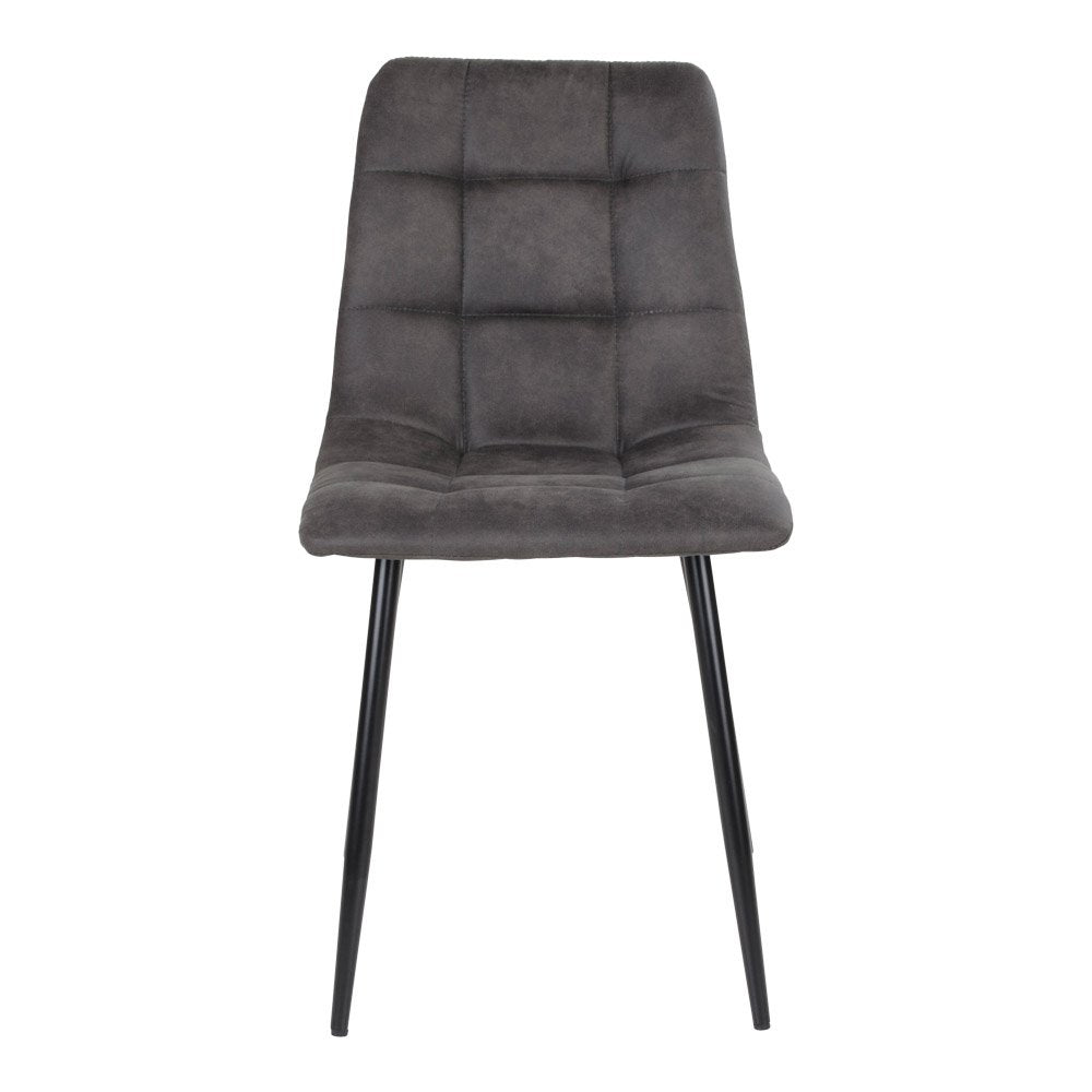 House Nordic ApS - Middelfart Eetkamerstoel - Microvezel, Staal, Grijs - Set van 2 - Deco Delights