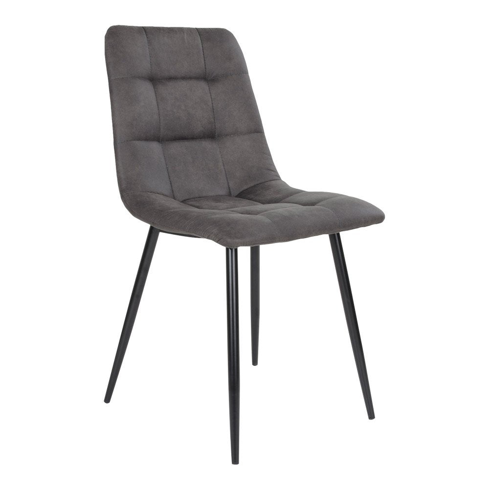 House Nordic ApS - Middelfart Eetkamerstoel - Microvezel, Staal, Grijs - Set van 2 - Deco Delights