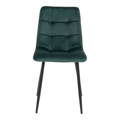 House Nordic ApS - Middelfart Eetkamerstoel - Polyester Fluweel, Staal, Donkergroen - Set van 2 - Deco Delights