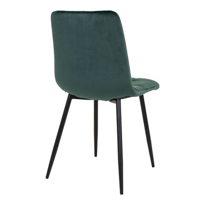 House Nordic ApS - Middelfart Eetkamerstoel - Polyester Fluweel, Staal, Donkergroen - Set van 2 - Deco Delights