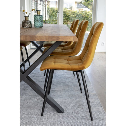 House Nordic ApS - Middelfart Eetkamerstoel - Polyester Fluweel, Staal, Mosterdgeel - Set van 2 - Deco Delights