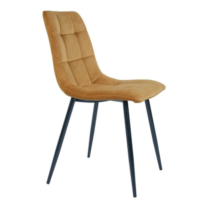 House Nordic ApS - Middelfart Eetkamerstoel - Polyester Fluweel, Staal, Mosterdgeel - Set van 2 - Deco Delights