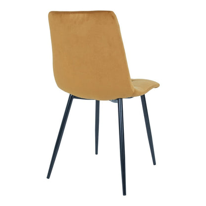 House Nordic ApS - Middelfart Eetkamerstoel - Polyester Fluweel, Staal, Mosterdgeel - Set van 2 - Deco Delights