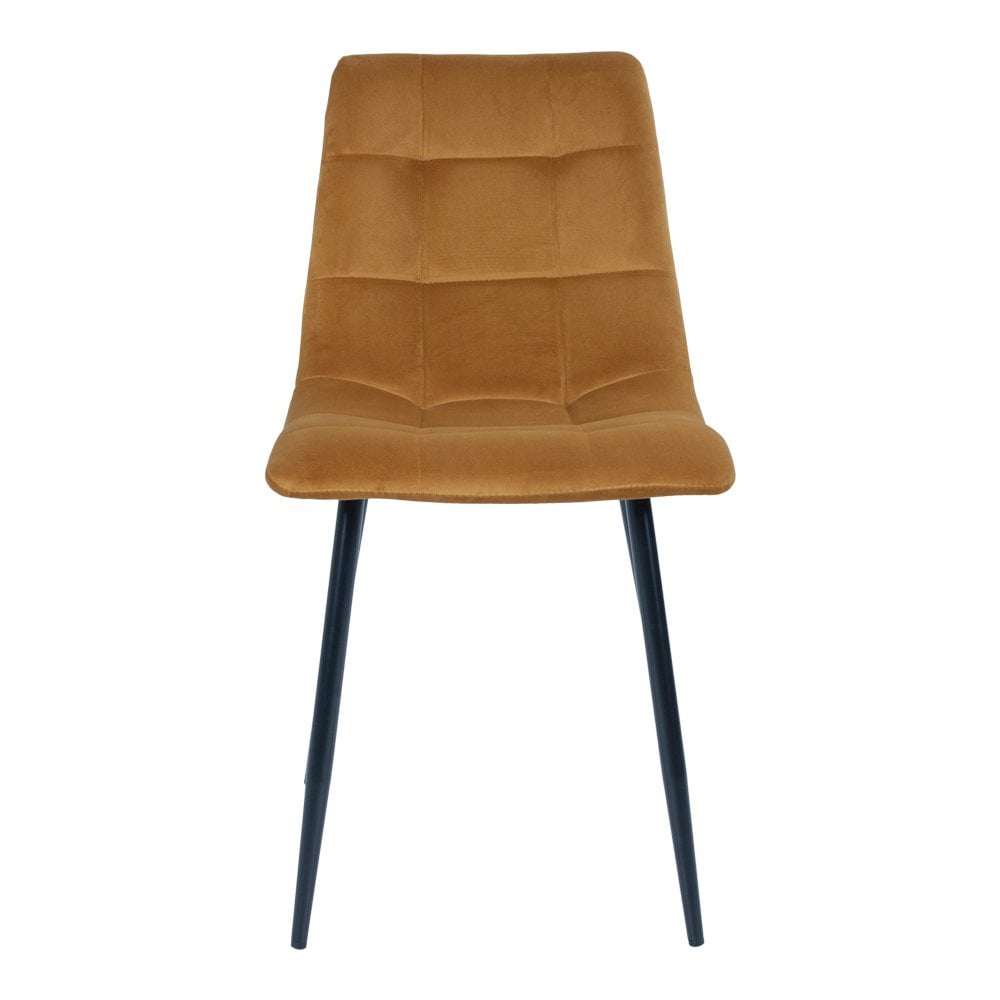 House Nordic ApS - Middelfart Eetkamerstoel - Polyester Fluweel, Staal, Mosterdgeel - Set van 2 - Deco Delights