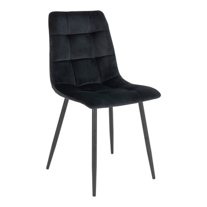 House Nordic ApS - Middelfart Eetkamerstoel - Polyester Fluweel, Staal, Zwart - Set van 2 - Deco Delights