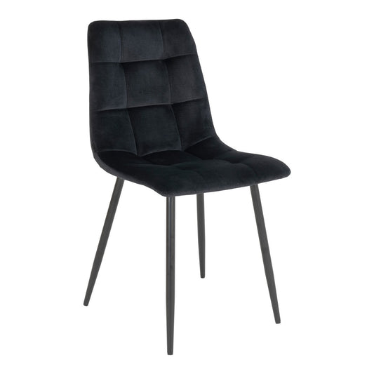 House Nordic ApS - Middelfart Eetkamerstoel - Polyester Fluweel, Staal, Zwart - Set van 2 - Deco Delights