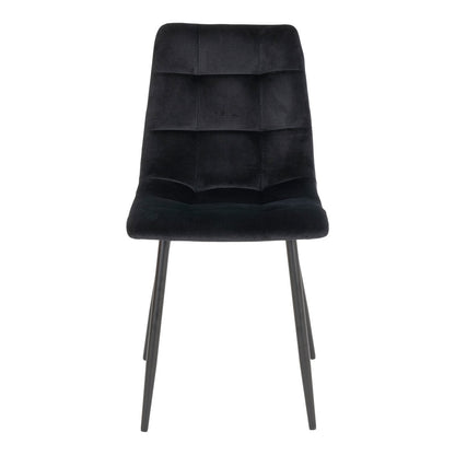 House Nordic ApS - Middelfart Eetkamerstoel - Polyester Fluweel, Staal, Zwart - Set van 2 - Deco Delights