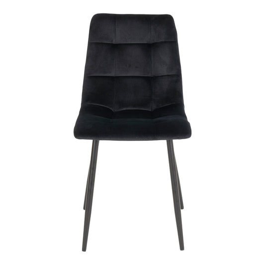House Nordic ApS - Middelfart Eetkamerstoel - Polyester Fluweel, Staal, Zwart - Set van 2 - Deco Delights