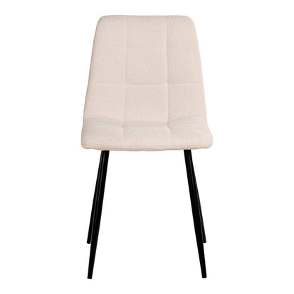 House Nordic ApS - Middelfart Eetkamerstoel - Wit, Bouclé, Zwarte metalen poten - Set van 2 - Deco Delights
