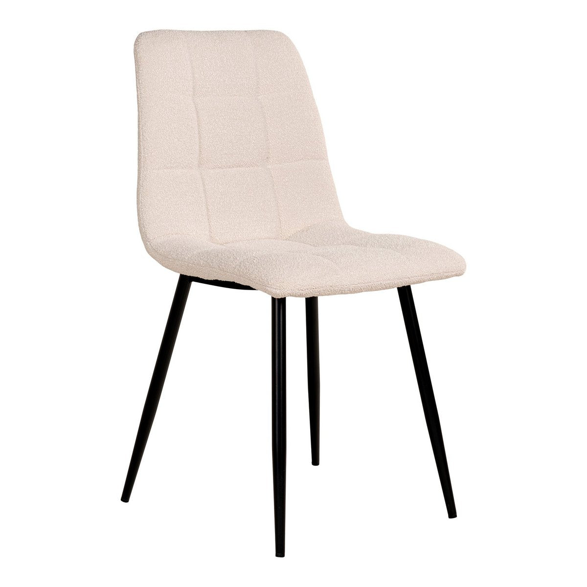 House Nordic ApS - Middelfart Eetkamerstoel - Wit, Bouclé, Zwarte metalen poten - Set van 2 - Deco Delights