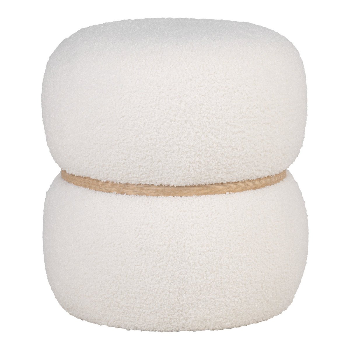 House Nordic ApS - Milford Poef - Poef in gekruld, wit, Ø38x41 cm - Deco Delights