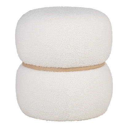 House Nordic ApS - Milford Poef - Wit, MDF/grenenhout/schuim/polyester, 38x38x41 cm - Deco Delights