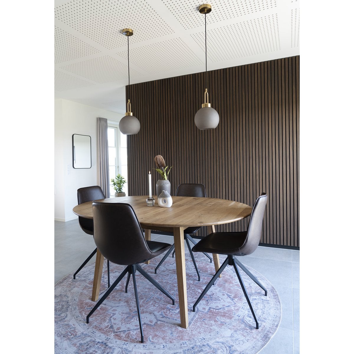 House Nordic ApS - Monaco Eetkamerstoel - Donkerbruin, PU/Staal, 56x48x86 cm - Set van 2 - Deco Delights
