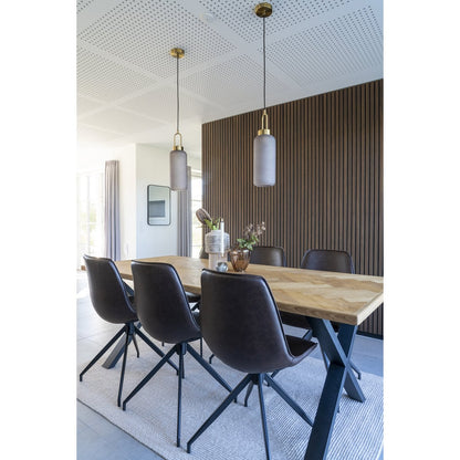 House Nordic ApS - Monaco Eetkamerstoel - Donkerbruin, PU/Staal, 56x48x86 cm - Set van 2 - Deco Delights