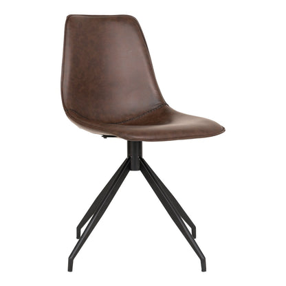 House Nordic ApS - Monaco Eetkamerstoel - Donkerbruin, PU/Staal, 56x48x86 cm - Set van 2 - Deco Delights