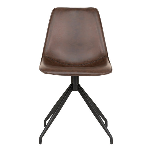 House Nordic ApS - Monaco Eetkamerstoel - Donkerbruin, PU/Staal, 56x48x86 cm - Set van 2 - Deco Delights