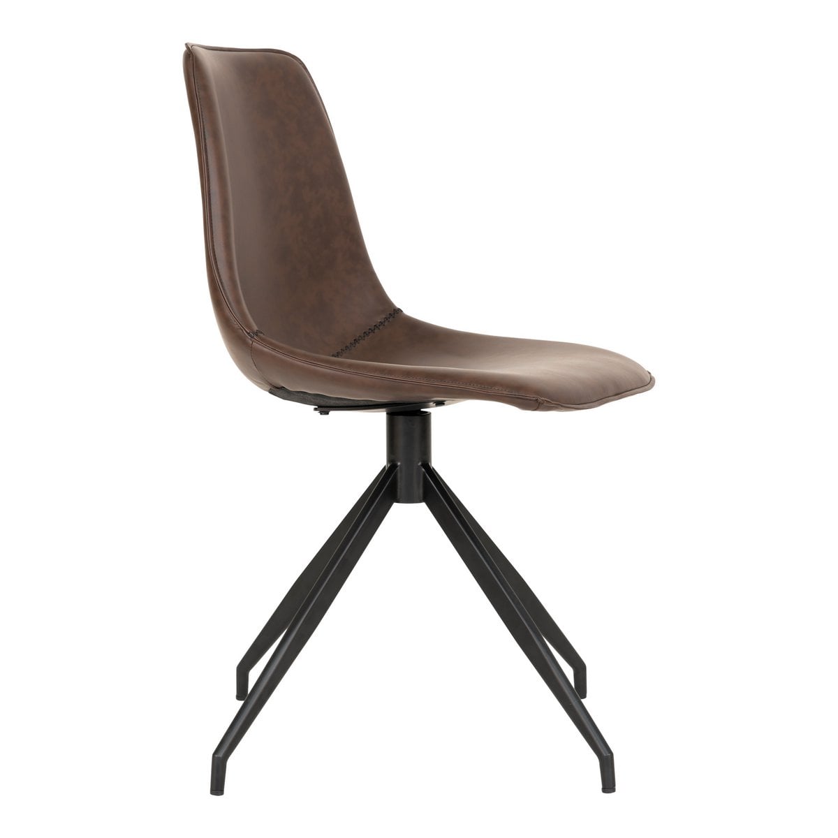 House Nordic ApS - Monaco Eetkamerstoel - Donkerbruin, PU/Staal, 56x48x86 cm - Set van 2 - Deco Delights