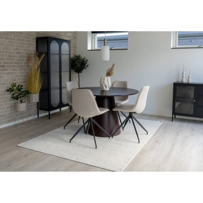House Nordic ApS - Monaco Eetkamerstoel - Zand, Zwart Draaivoet - set van 2 - Deco Delights