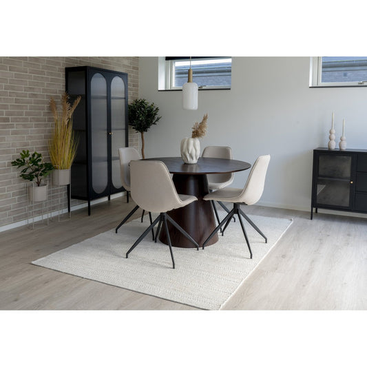 House Nordic ApS - Monaco Eetkamerstoel - Zand, Zwart Draaivoet - set van 2 - Deco Delights
