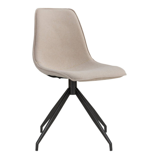 House Nordic ApS - Monaco Eetkamerstoel - Zand, Zwart Draaivoet - set van 2 - Deco Delights