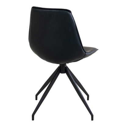 House Nordic ApS - Monaco Eetkamerstoel - Zwart, PU/Staal, 56x48x86 cm - Set van 2 - Deco Delights