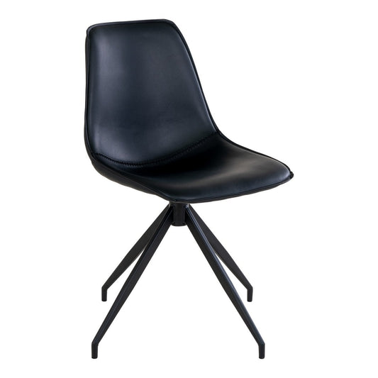 House Nordic ApS - Monaco Eetkamerstoel - Zwart, PU/Staal, 56x48x86 cm - Set van 2 - Deco Delights