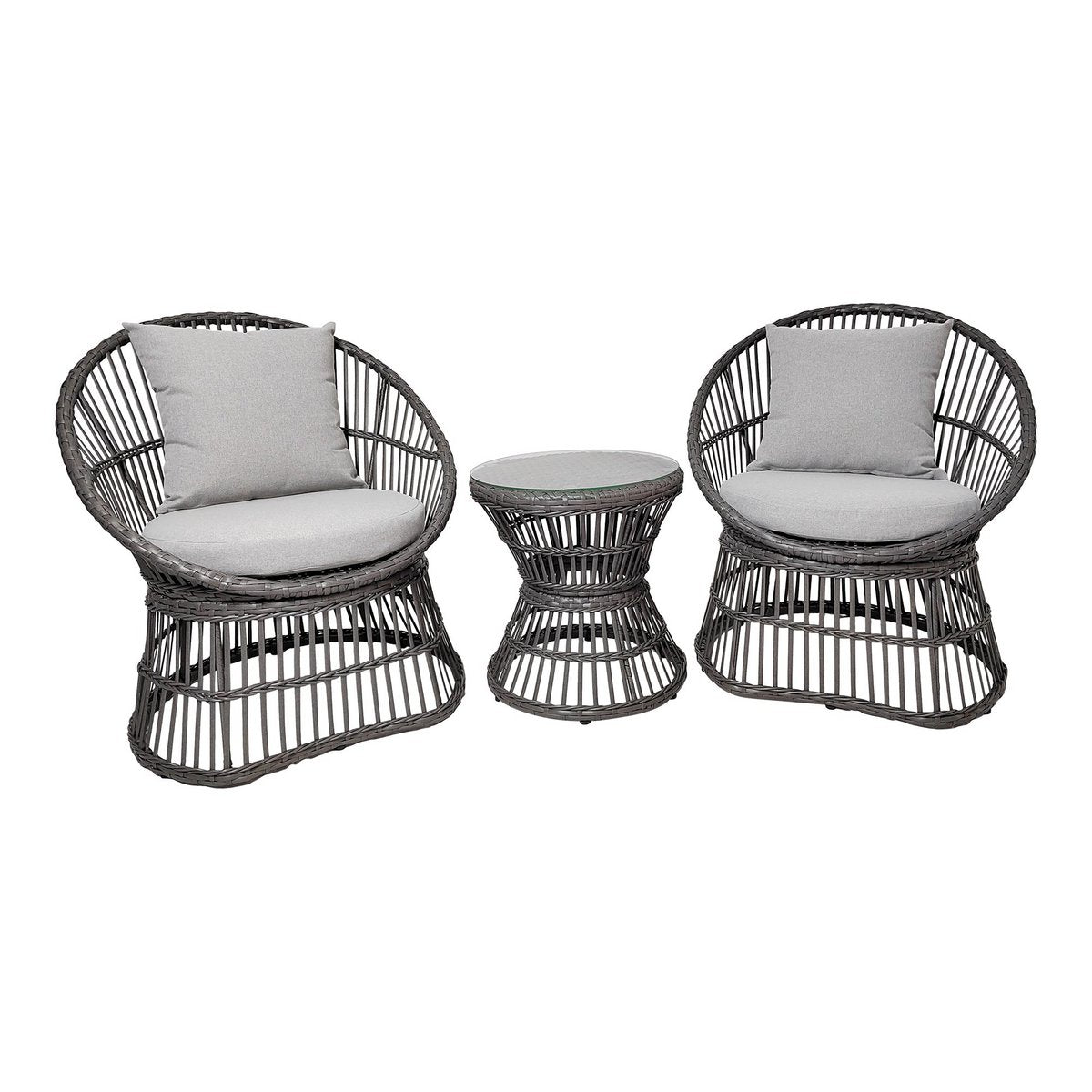 House Nordic ApS - Natal Lounge Set - Loungeset, rotan, grijs, incl. Kussens - Deco Delights