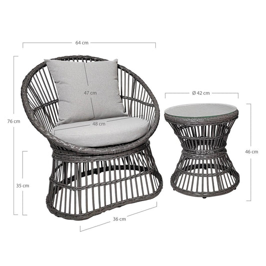 House Nordic ApS - Natal Lounge Set - Loungeset, rotan, grijs, incl. Kussens - Deco Delights