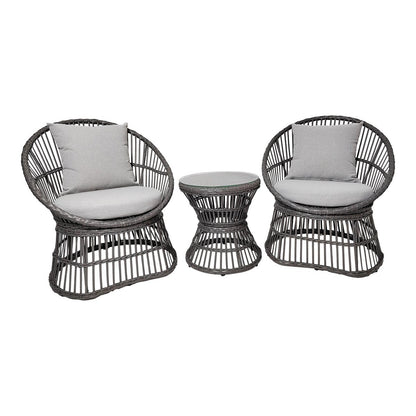 House Nordic ApS - Natal Lounge Set - Loungeset, rotan, grijs, incl. Kussens - Deco Delights
