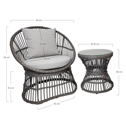 House Nordic ApS - Natal Lounge Set - Loungeset, rotan, grijs, incl. Kussens - Deco Delights