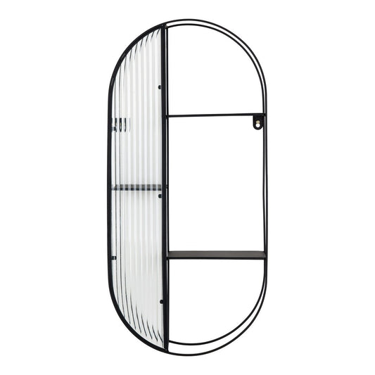 House Nordic ApS - Newcastle Shelf - Plank, staal/glas, zwart, 3 planken, 32x11x68 cm - Deco Delights