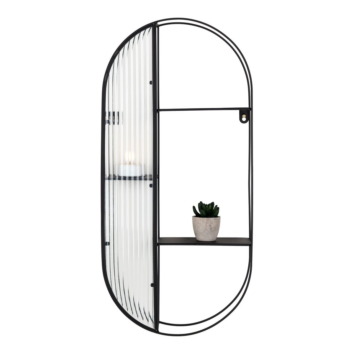 House Nordic ApS - Newcastle Shelf - Plank, staal/glas, zwart, 3 planken, 32x11x68 cm - Deco Delights