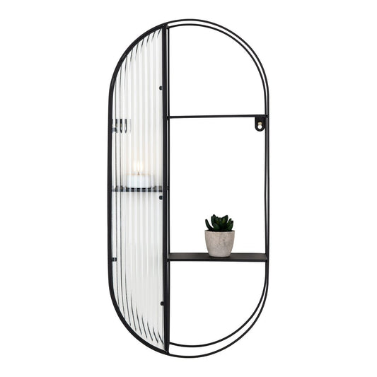 House Nordic ApS - Newcastle Shelf - Plank, staal/glas, zwart, 3 planken, 32x11x68 cm - Deco Delights