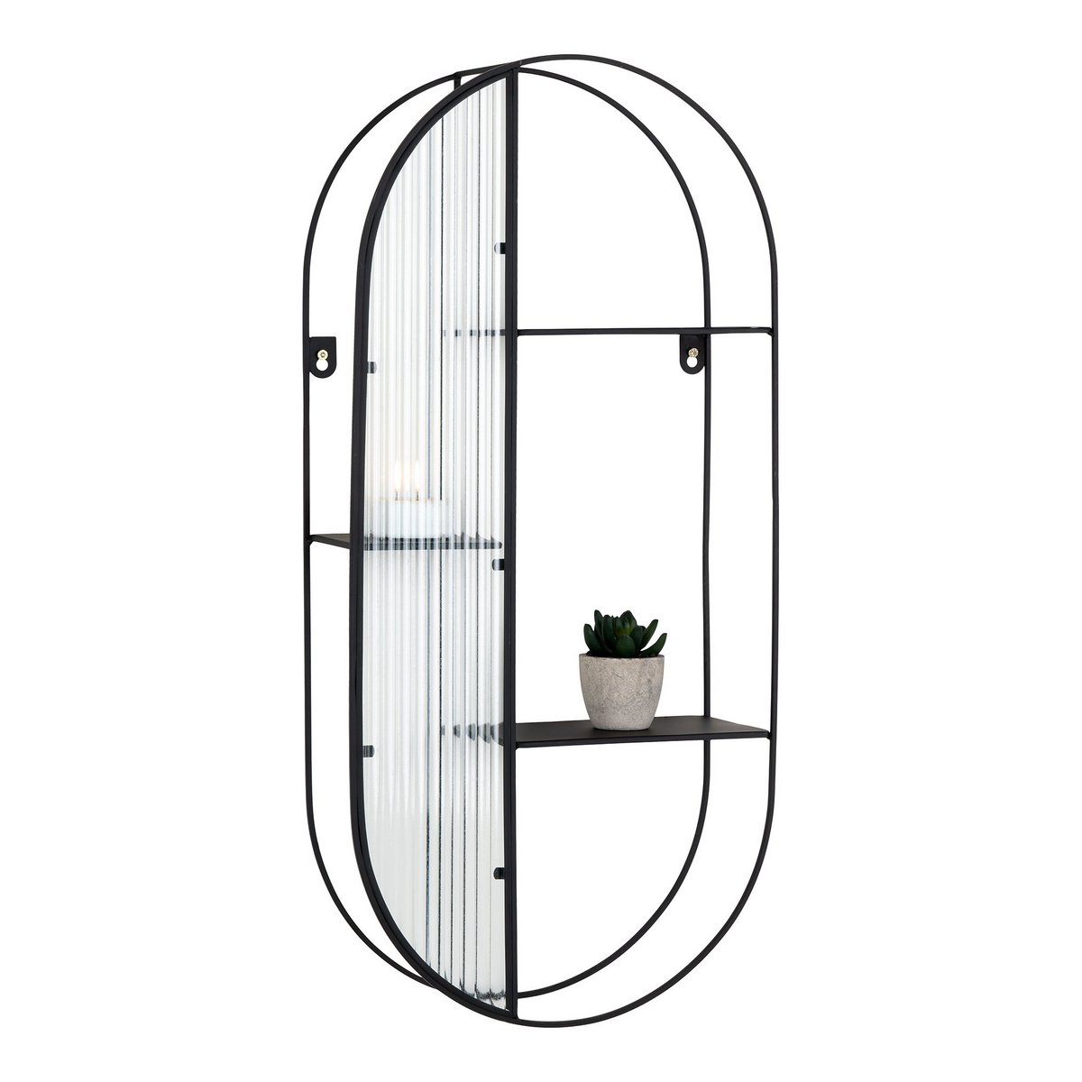 House Nordic ApS - Newcastle Shelf - Plank, staal/glas, zwart, 3 planken, 32x11x68 cm - Deco Delights