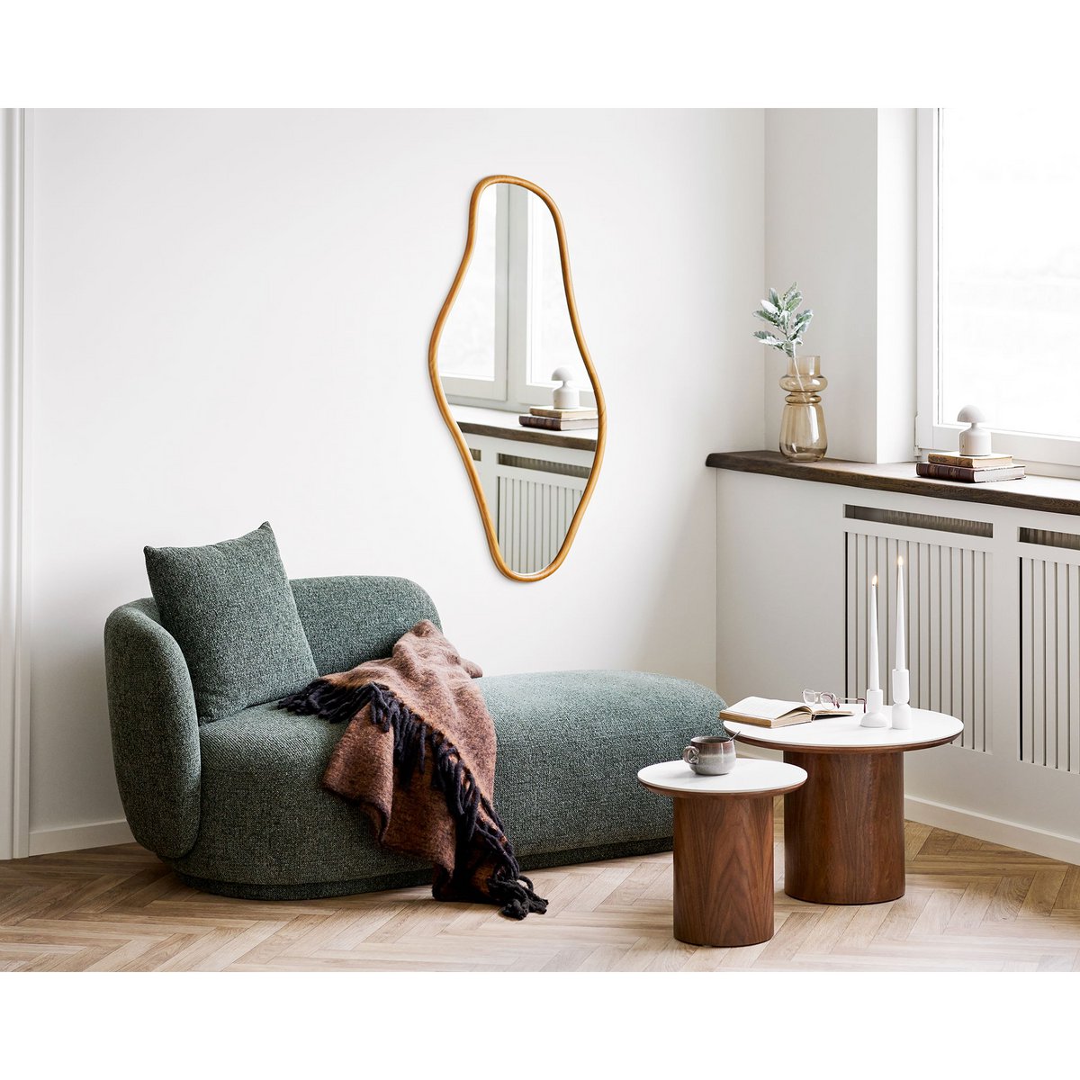 House Nordic ApS - Noli Bijzettafel, tafelblad keramiek/essenfineer, wit/donkerbruin, ø40x38 cm - Deco Delights