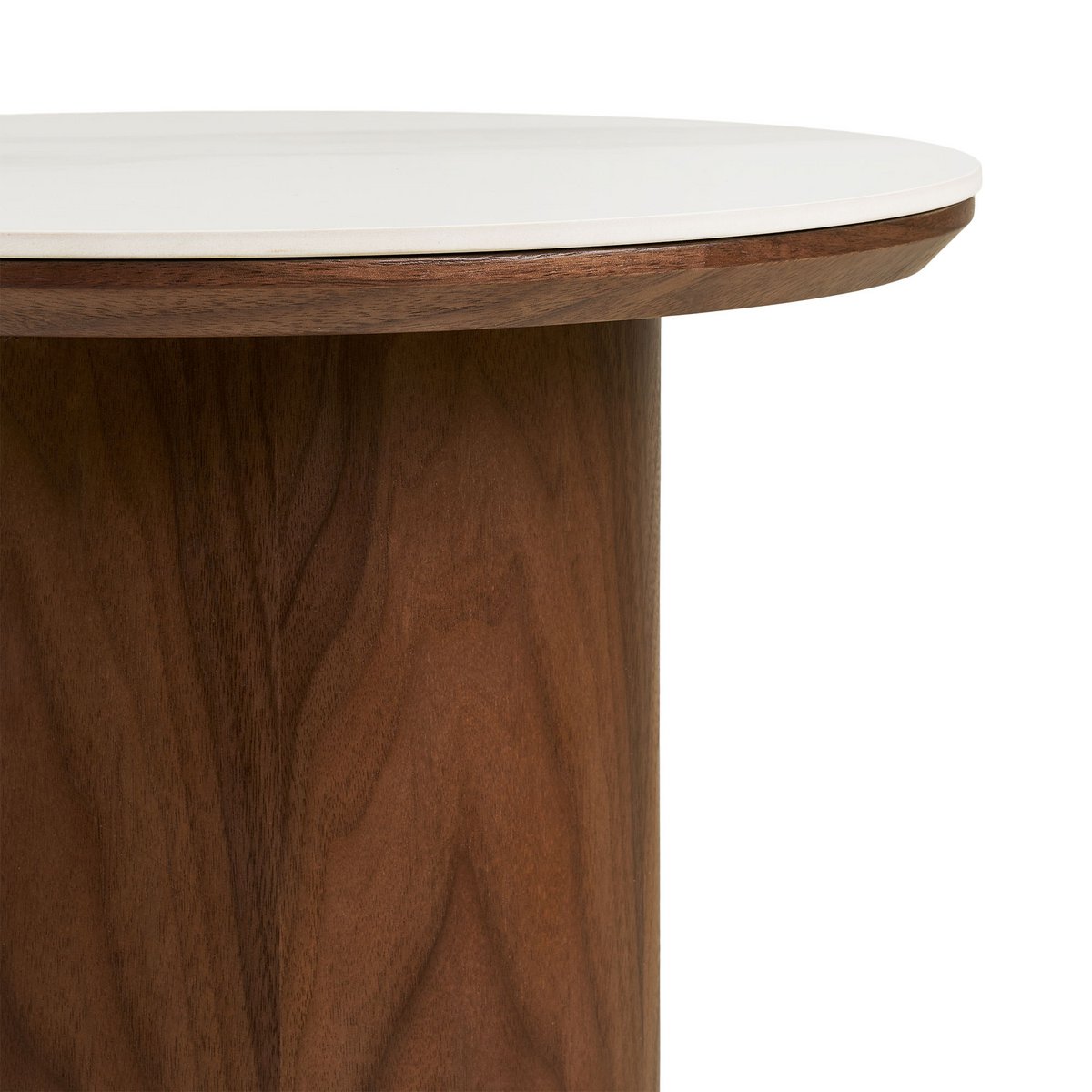 House Nordic ApS - Noli Bijzettafel, tafelblad keramiek/essenfineer, wit/donkerbruin, ø40x38 cm - Deco Delights