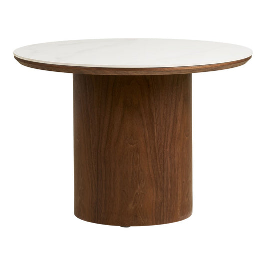 House Nordic ApS - Noli Salontafel, tafelblad keramiek/essenfineer, wit/donkerbruin, ø60x42 cm - Deco Delights