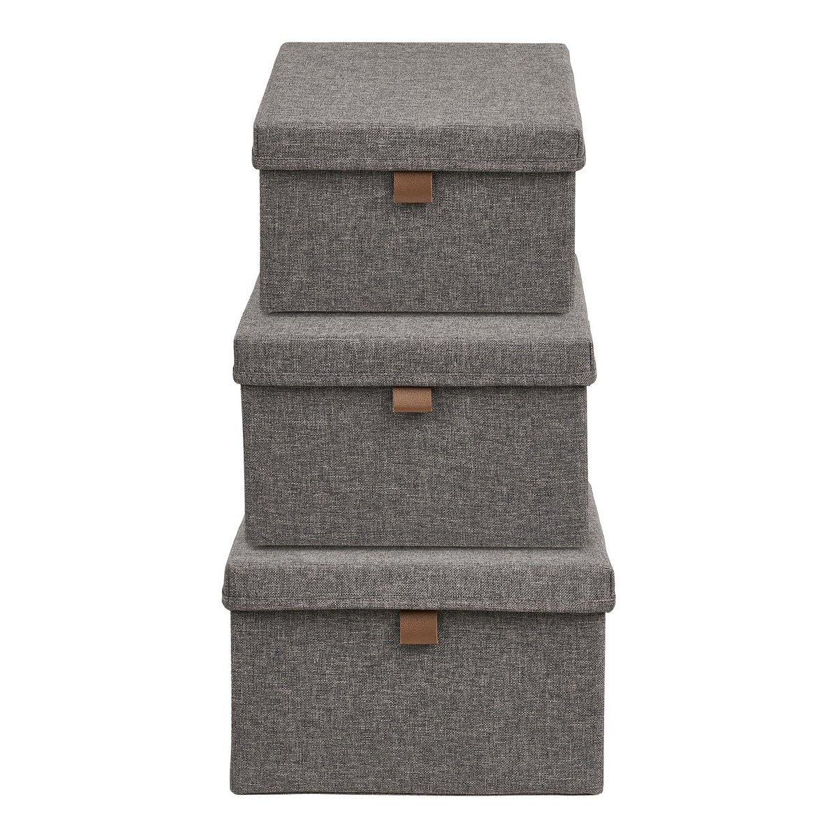 House Nordic ApS - Noto Opbergdozen, textiel, donkergrijs, set van 3 - Deco Delights