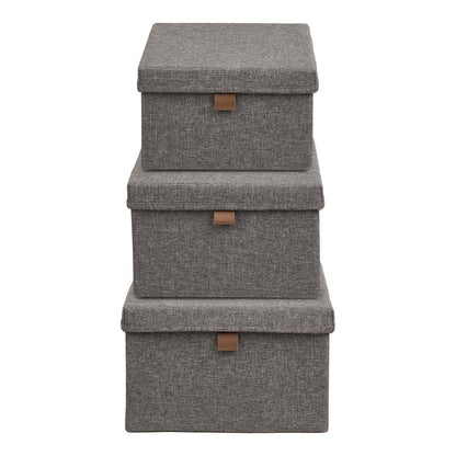 House Nordic ApS - Noto Opbergdozen, textiel, donkergrijs, set van 3 - Deco Delights