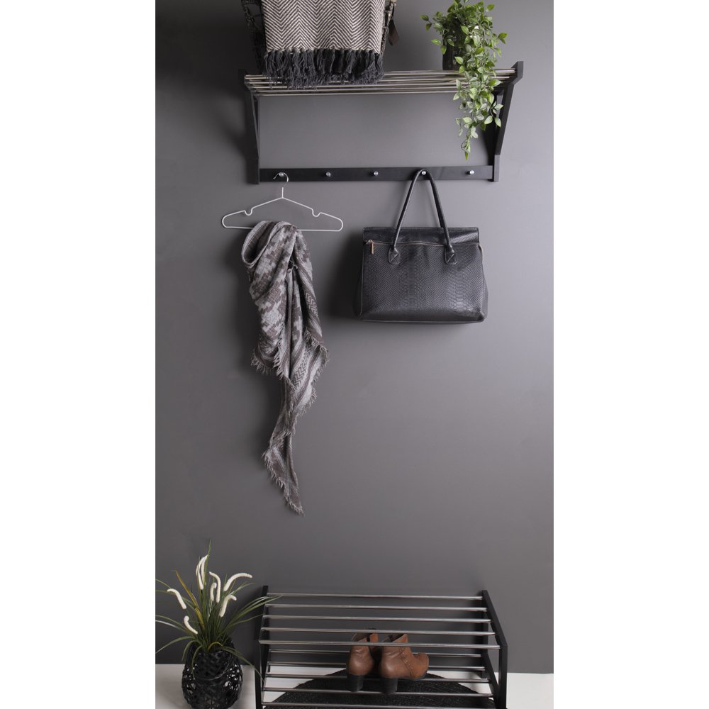 House Nordic ApS - Padova hoedenplank - Zwart, Populier/Staal, 78x32x34 cm - Deco Delights