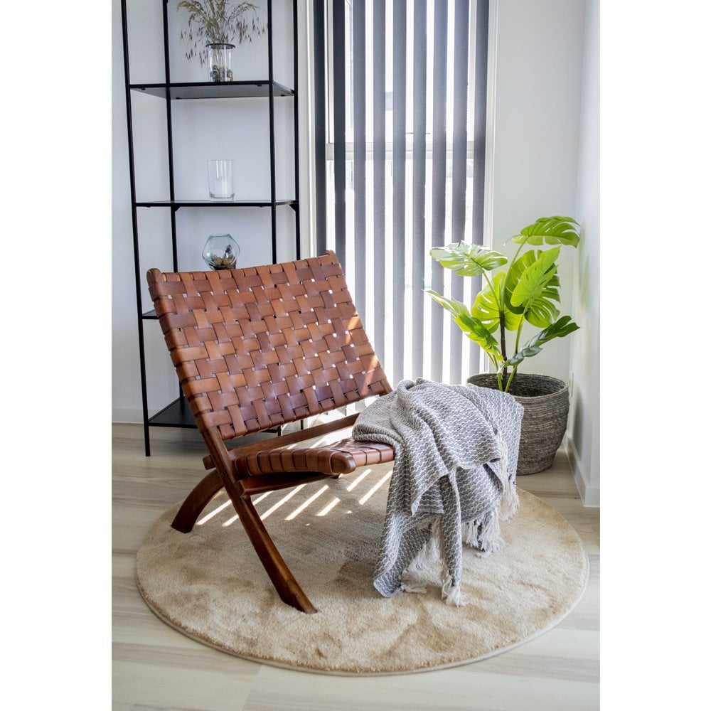 House Nordic ApS - Perugia Klapstoel - Teakhout, Leer, Bruin - 66x74x73 cm - Deco Delights