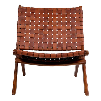 House Nordic ApS - Perugia Klapstoel - Teakhout, Leer, Bruin - 66x74x73 cm - Deco Delights