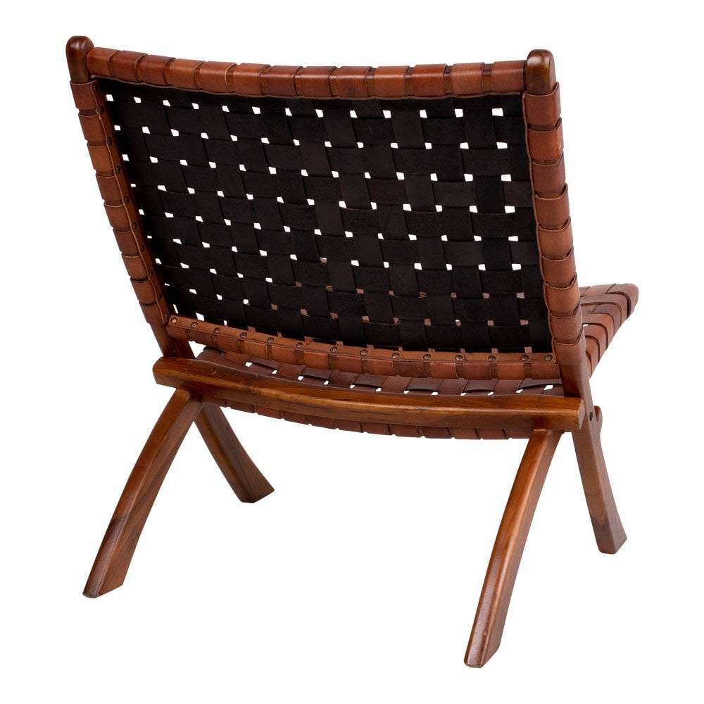 House Nordic ApS - Perugia Klapstoel - Teakhout, Leer, Bruin - 66x74x73 cm - Deco Delights