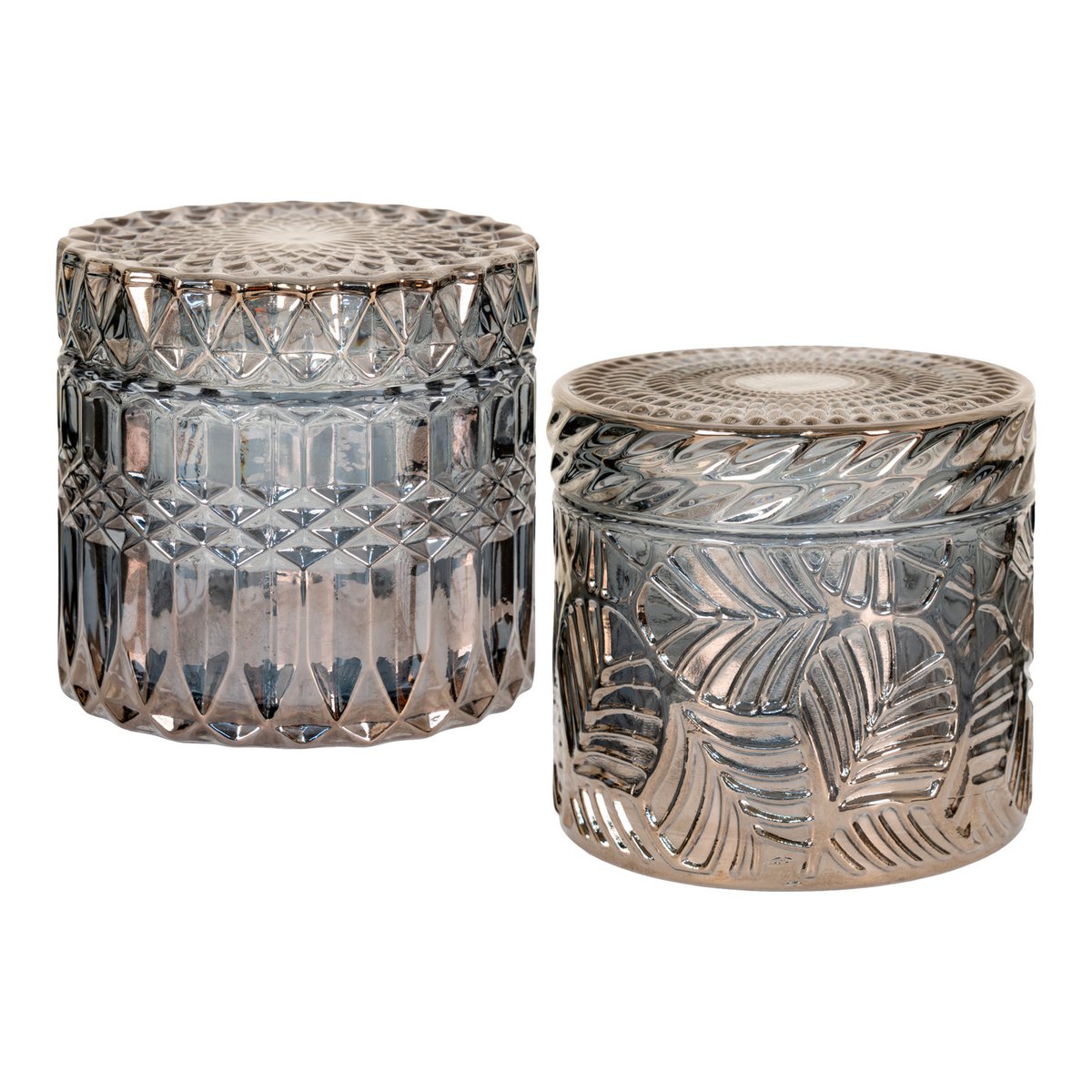 House Nordic ApS - Potten - Gerookt, Glas, Ø9x8,5 cm - Set van 2 - Deco Delights