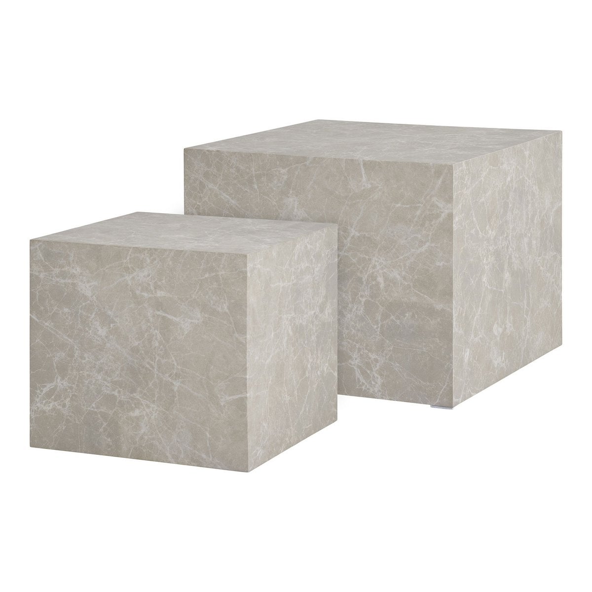 House Nordic ApS - Praagse salontafelset - Beige, marmerlook, MDF, decorpapier, set van 2 - Deco Delights